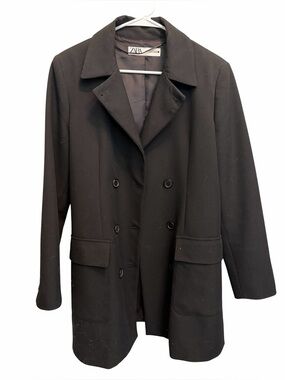 Zara Black Double-Breasted Blazer. Fully Lined. Size Medium. Like New.